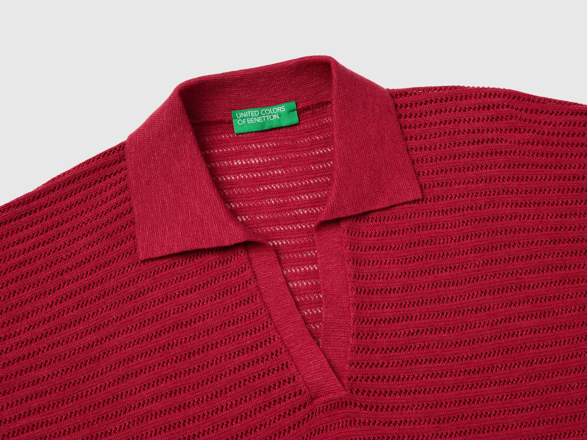 Perforated polo shirt in linen blend - ucb_image_DS1