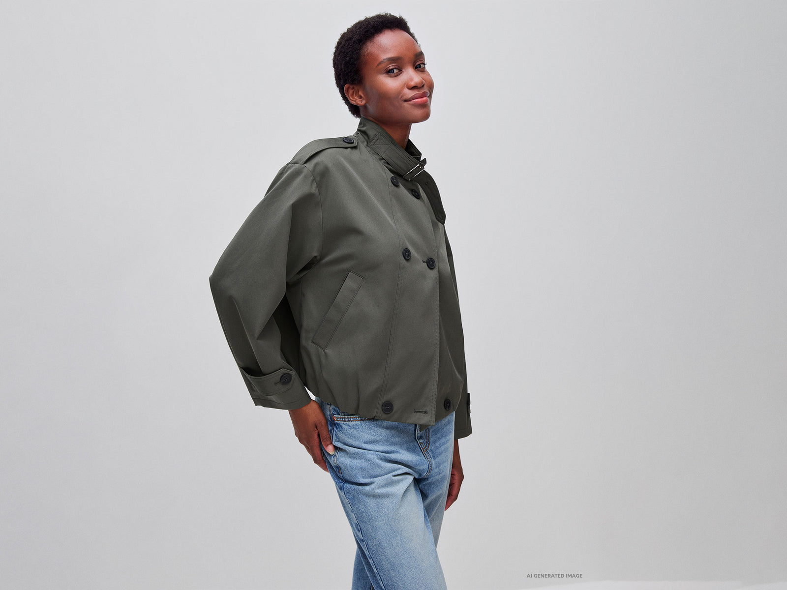 Short double-breasted jacket