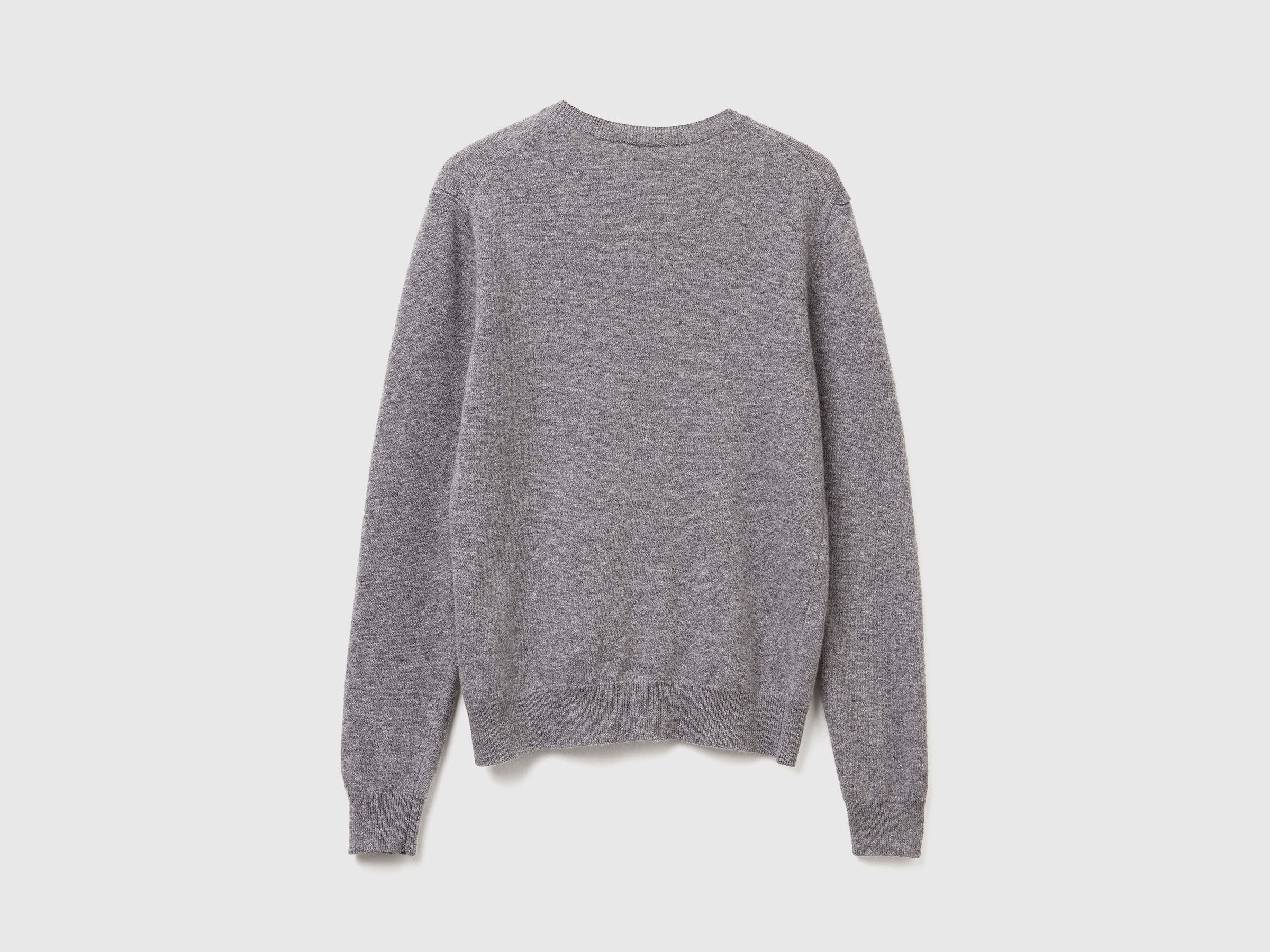 Camisola de gola redonda cinzento rato em lã Merino - ucb_image_BS
