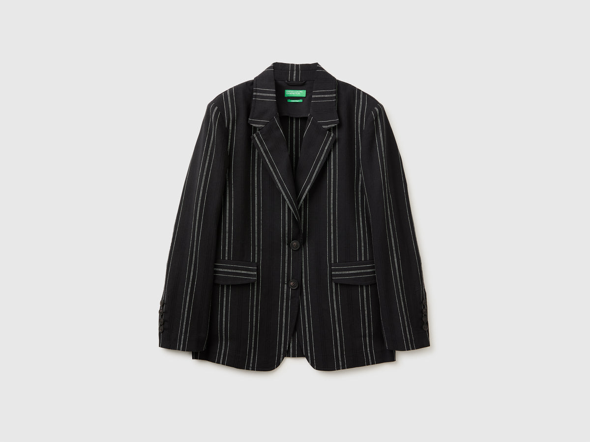 Blazer às riscas em mistura de linho - ucb_image_FS