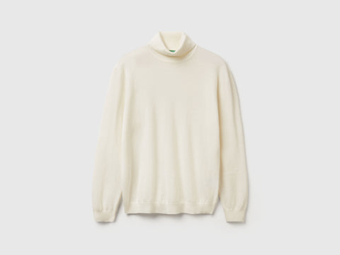 Camisola de gola alta nata em pura lã Merino - ucb_image_FS