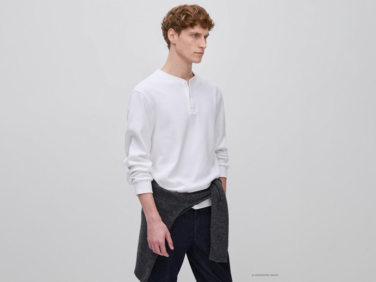T-shirt de gola henley confortável - ucb_image_F