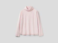Camisola de gola alta rosa-claro em mistura de lã e caxemira. - ucb_image_FS