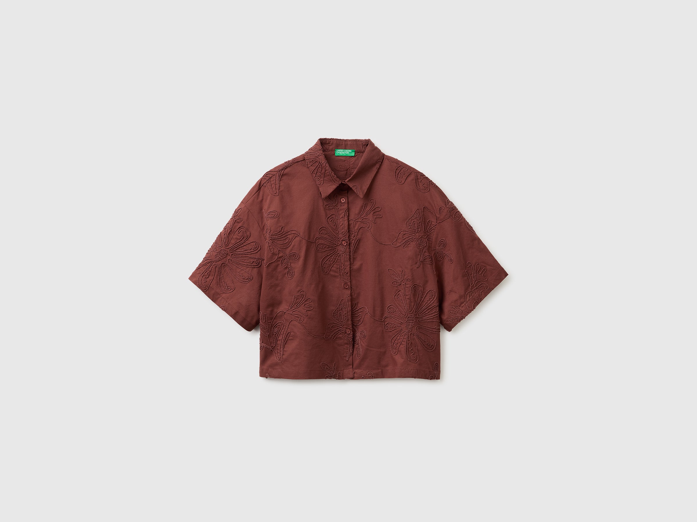 Cropped shirt with floral embroidery - ucb_image_FS