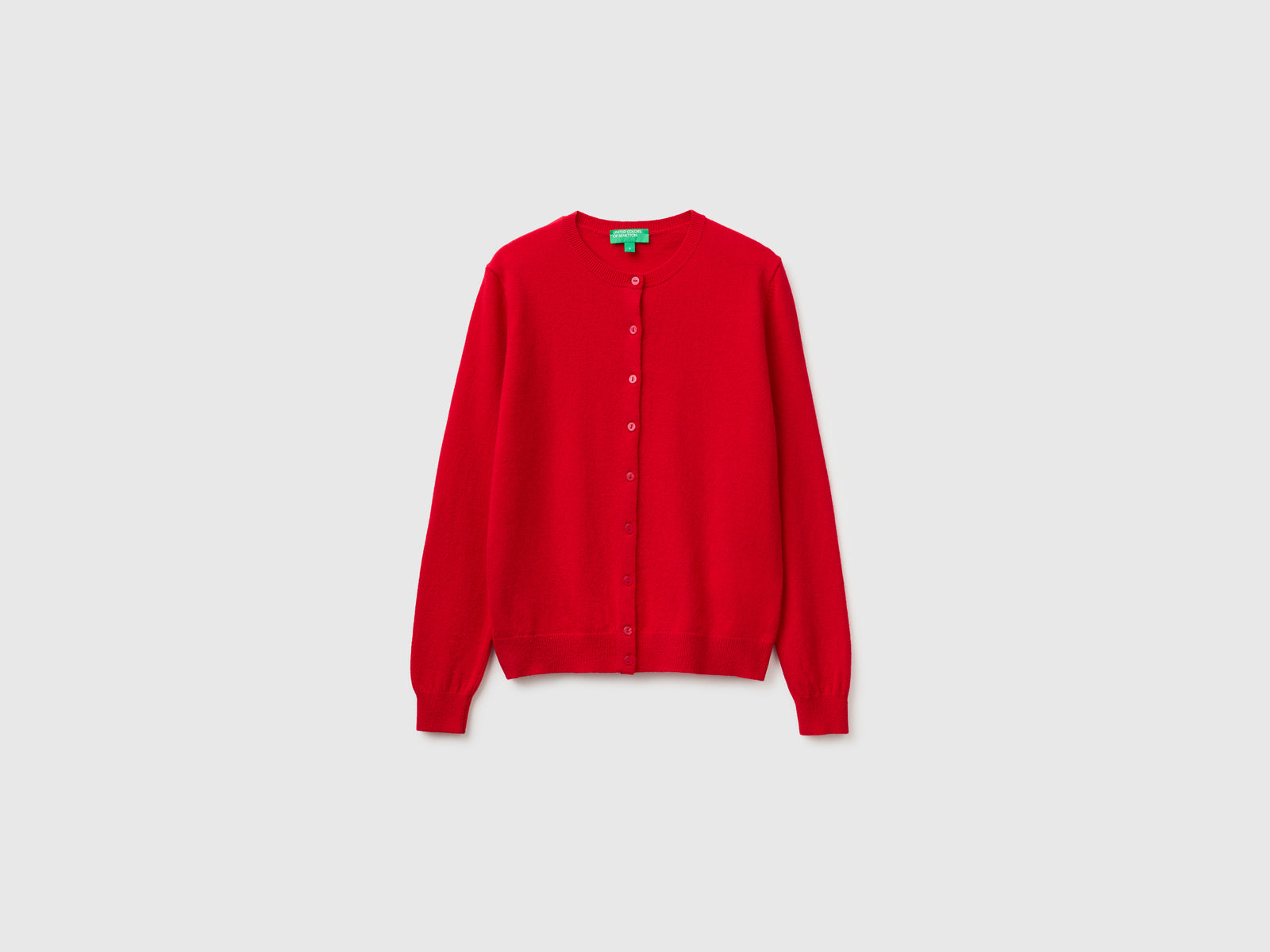 Cardigã de gola redonda vermelho-ameixa em pura lã Merino - ucb_image_FS