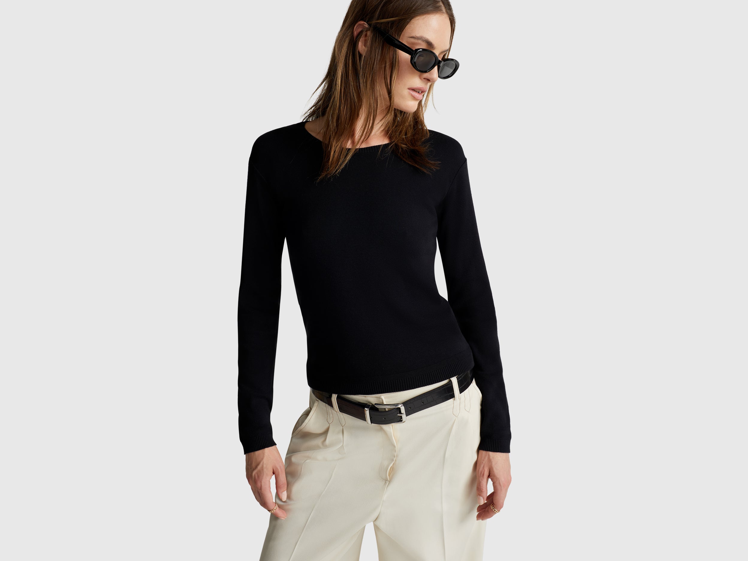 Camisola de gola redonda em algodão puro - ucb_image_F