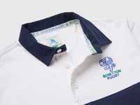 Polo branco e azul Benetton Rugby em algodão orgânico - ucb_image_DS1