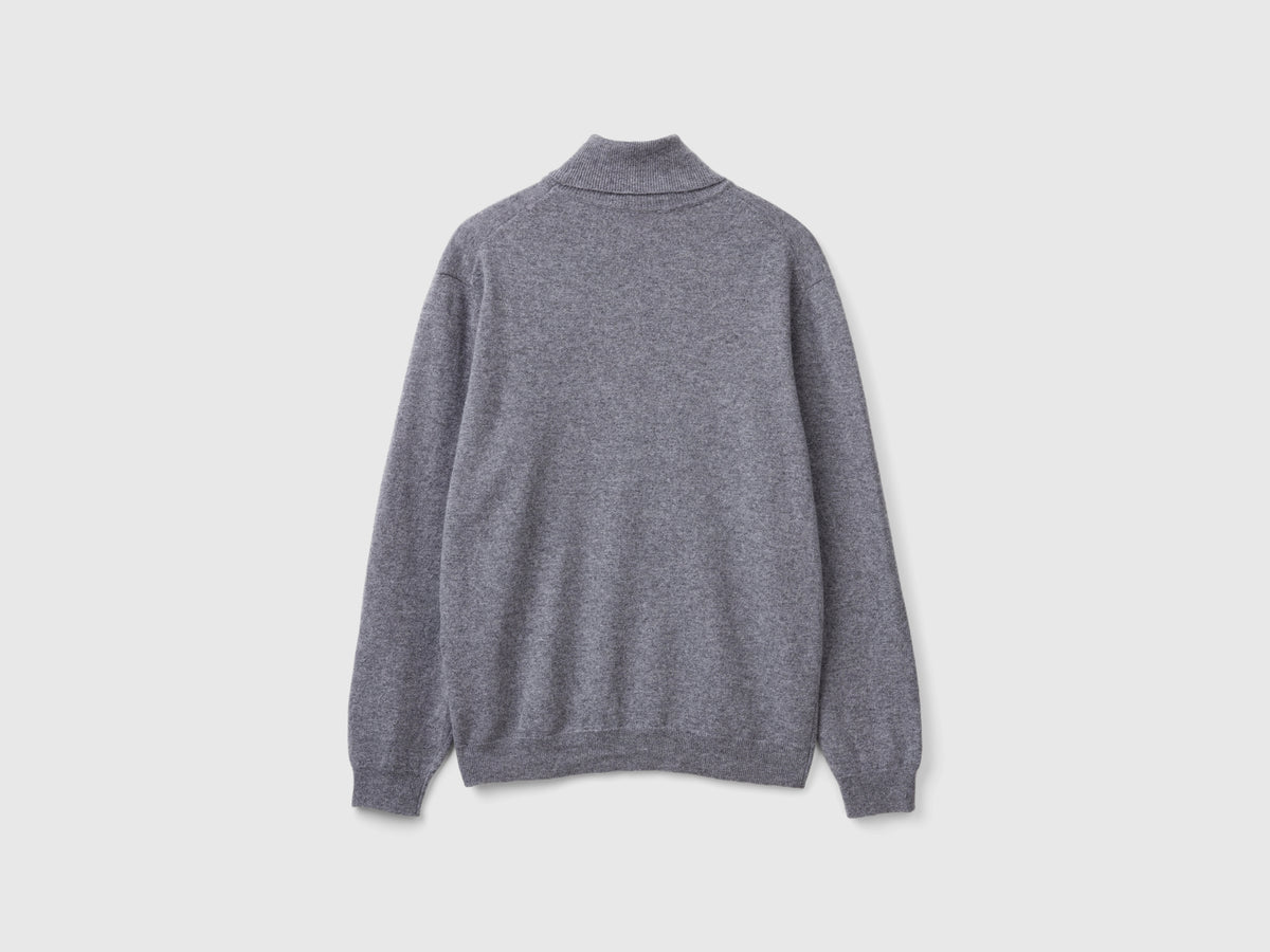 Camisola de gola alta cinzenta em pura lã Merino - ucb_image_BS