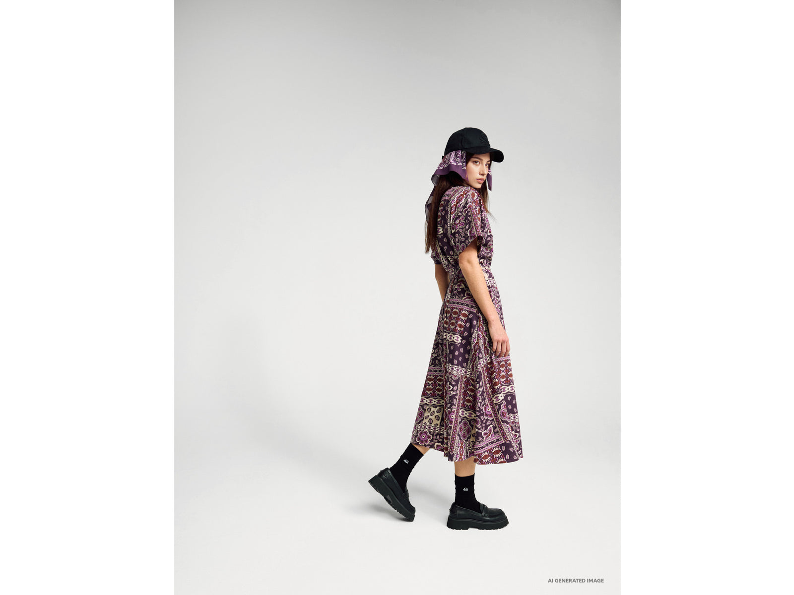 Pencil dress with bandana print