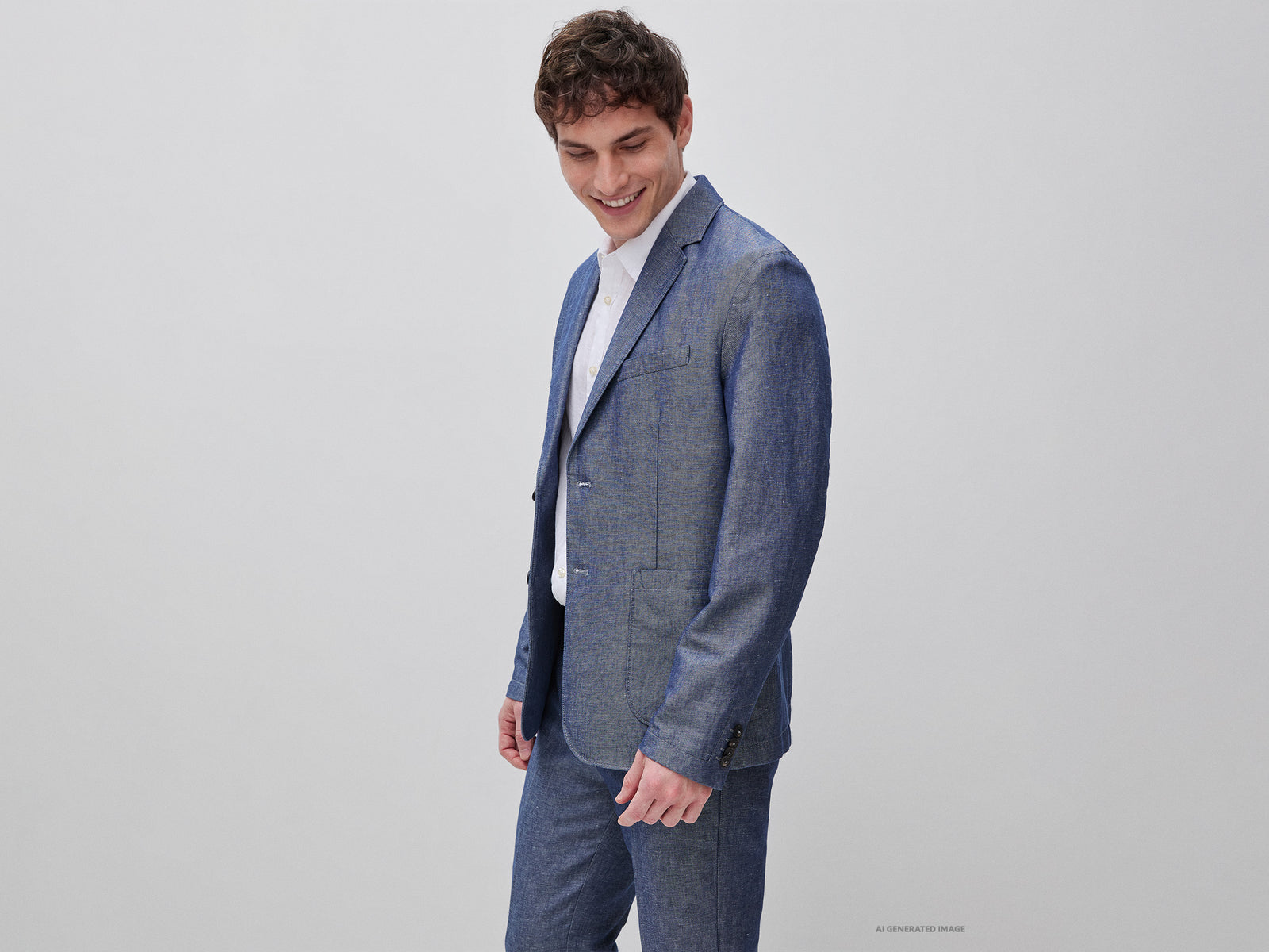 Single-breasted linen blend blazer