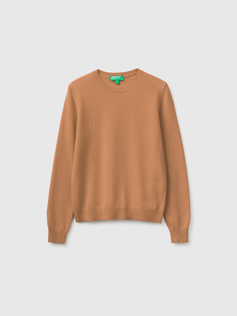 Camisola de gola redonda cor camel em pura lã Merino - ucb_image_FS