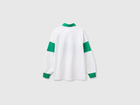Polo branco e verde Benetton Rugby 100% algodão - ucb_image_BS