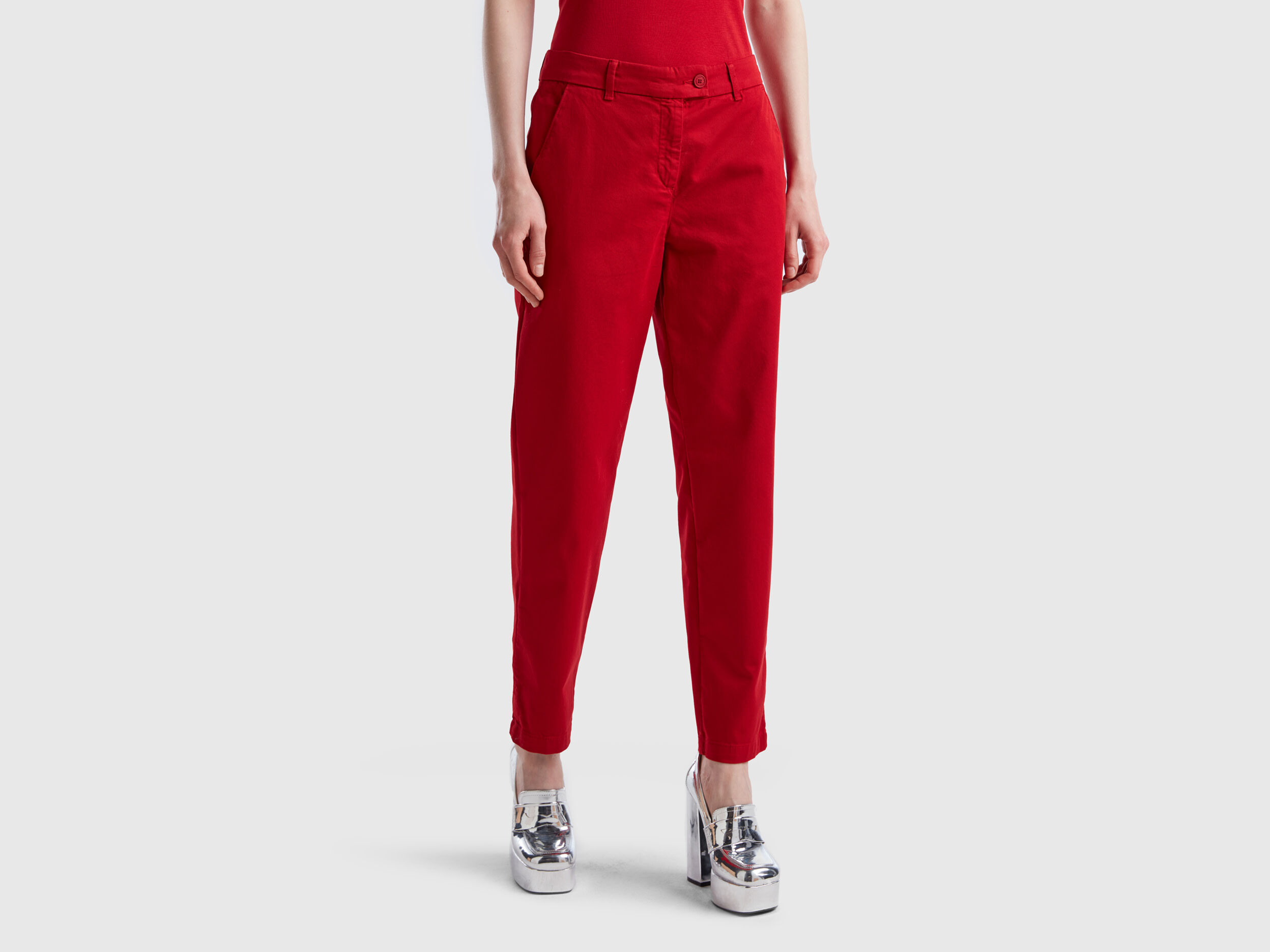 Pantalon chino new arrivals femme rouge