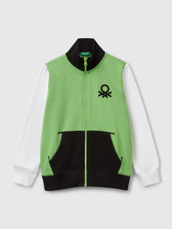 Sweat-shirt zippé en coton pur Garçon