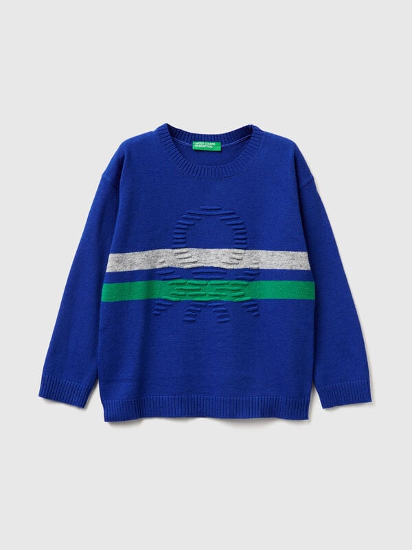 Pull logo en laine mélangée Garçon