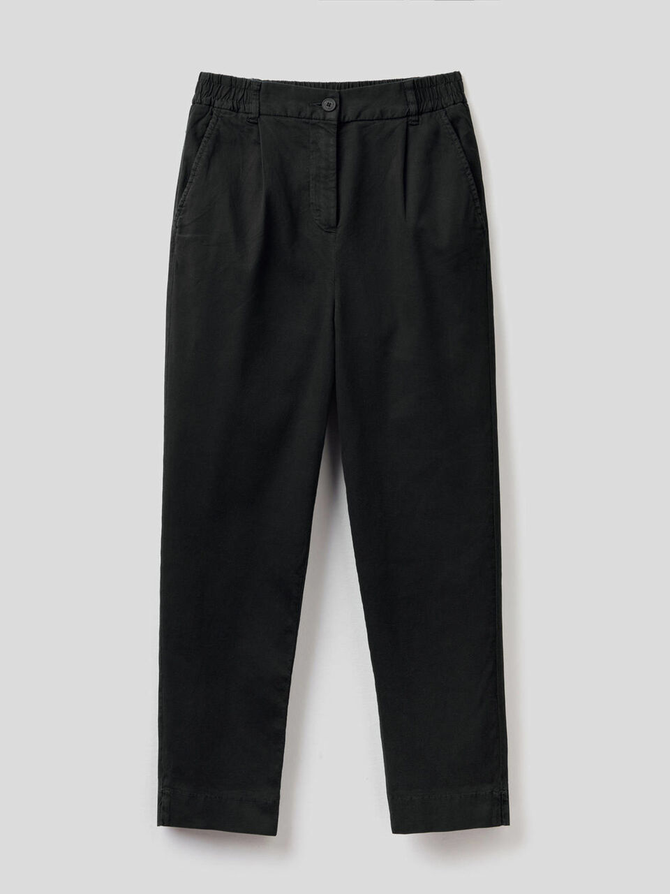 Pantalon uni en coton stretch image number 1