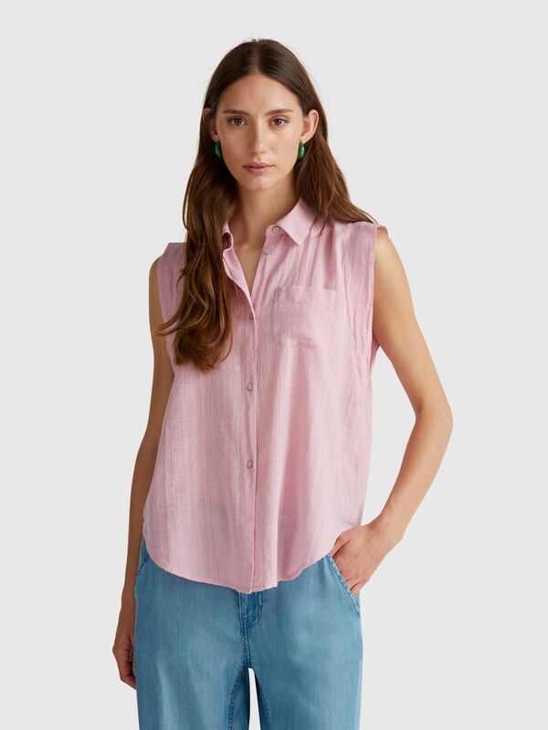 Chemise sans manches avec noeud Femme