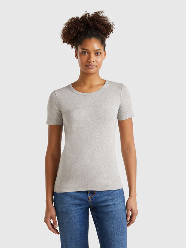 T-shirt 100 % coton à imprimé logo pailleté Femme
