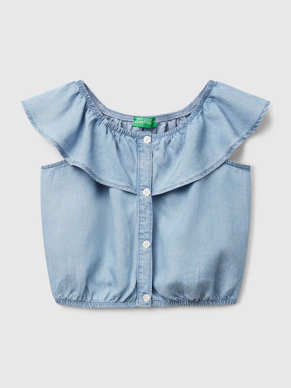 Top en chambray à volants Filles