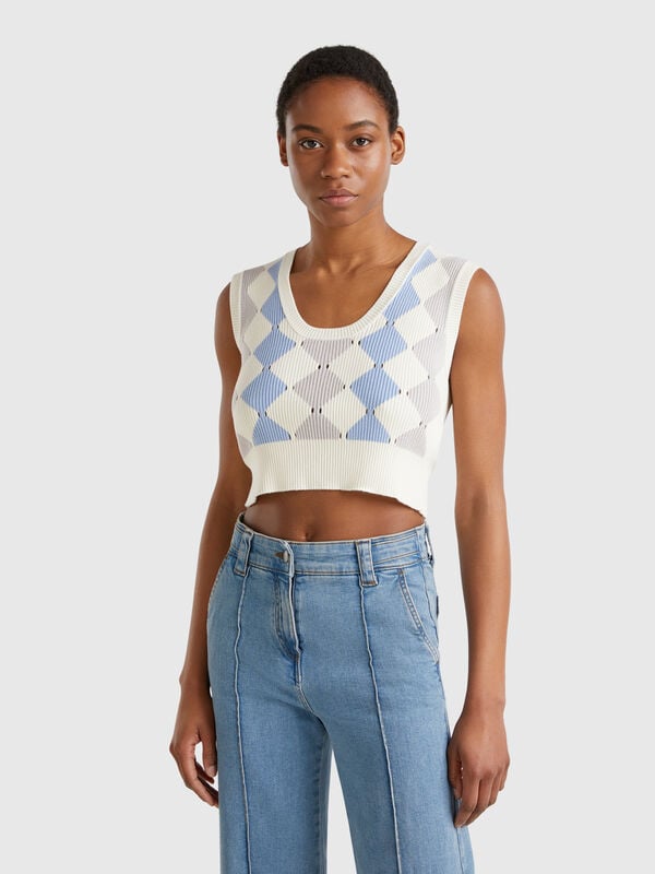 Gilet court avec incrustation de diamants Femme