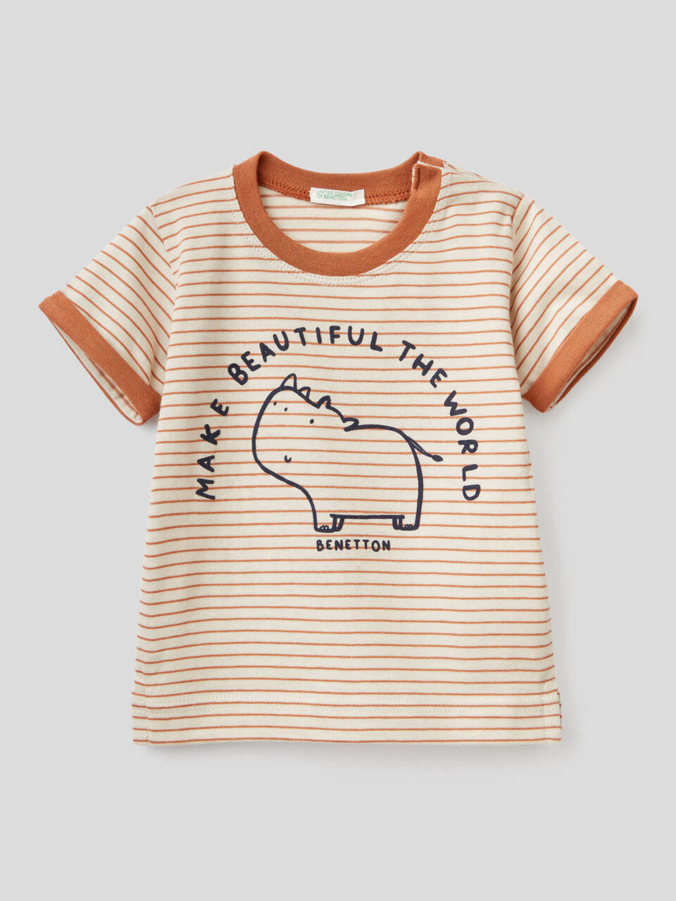 T-shirt à rayures en pur coton bio image number 1