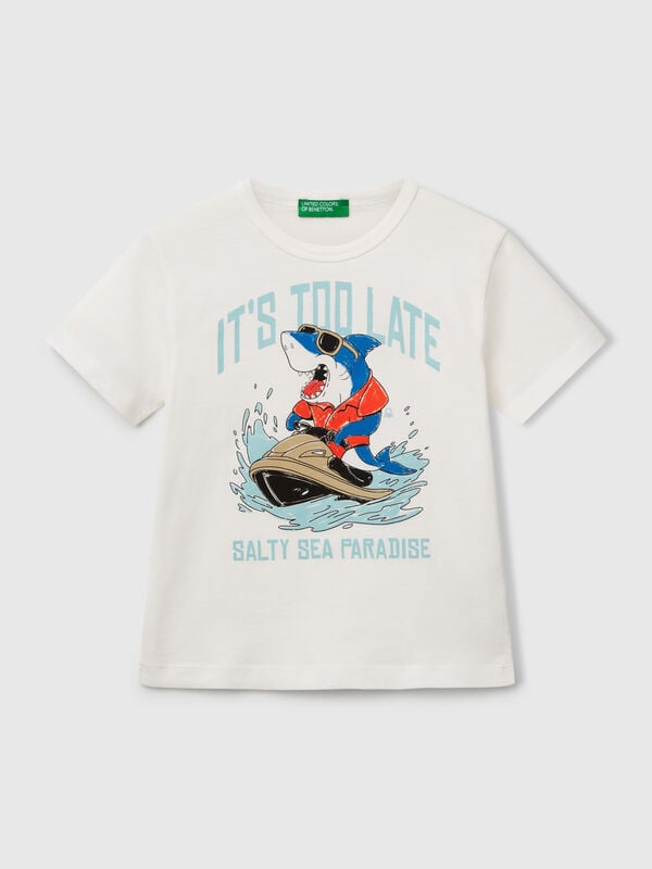 T-shirt en coton bio avec imprimé Garçon
