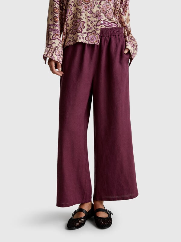 Pantalon large en pur lin Femme