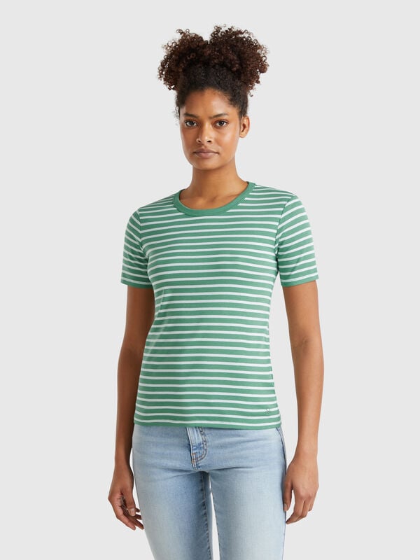 T-shirt rayé à col rond Femme