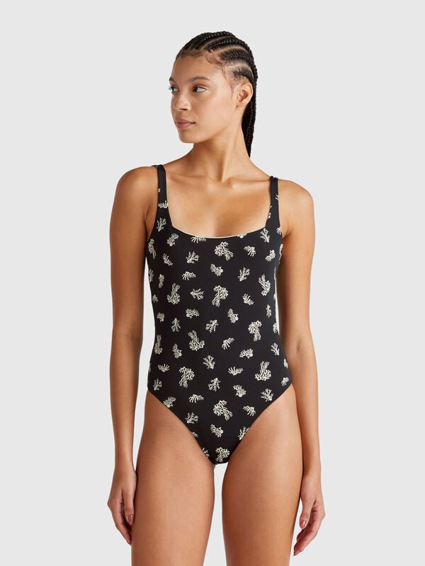 Maillot de bain une pièce imprimé corail Femme