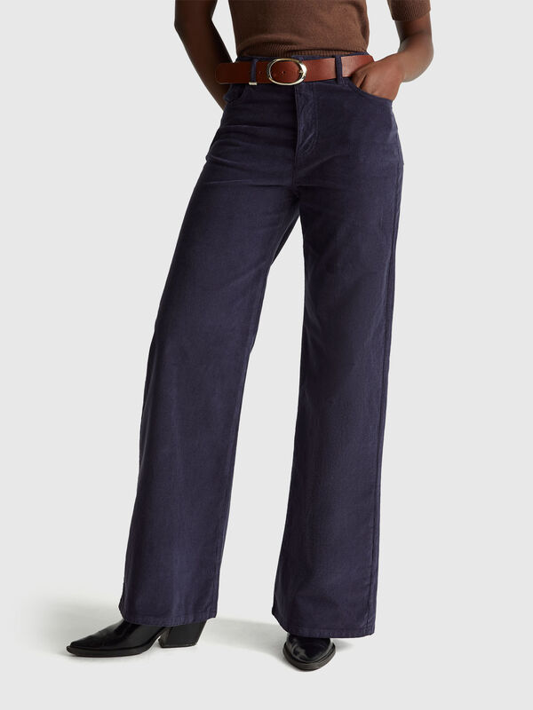 Pantalon en velours coupe large Femme