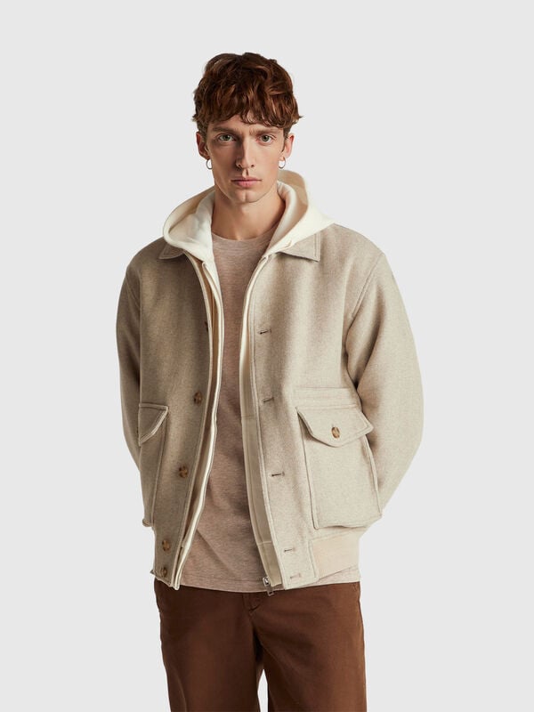 Blouson aviateur en laine mélangée Homme