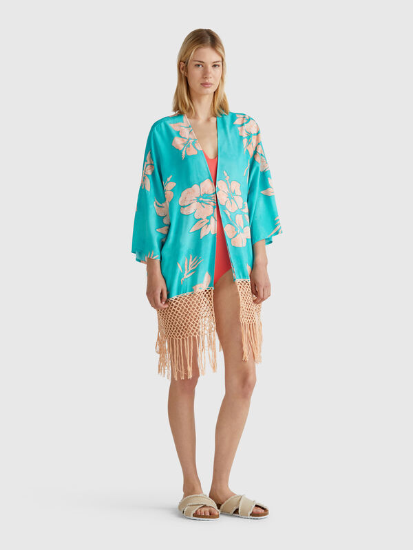 Pull kimono à imprimé fleuri Femme