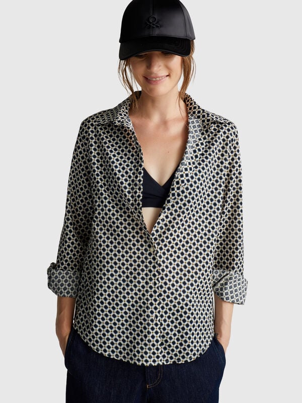 Chemise à motifs en coton léger Femme