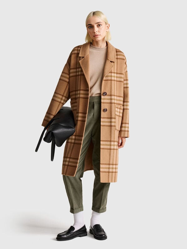 Manteau réversible en laine mélangée Femme
