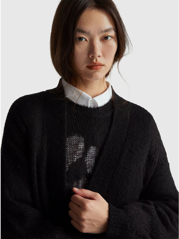 Cardigan avec incrustation de fleurs Femme