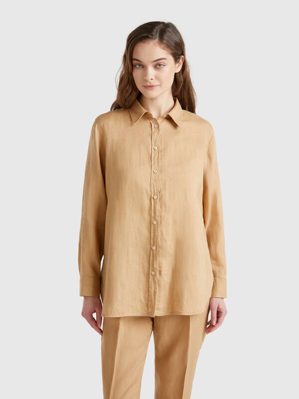 Chemise longue en pur lin Femme