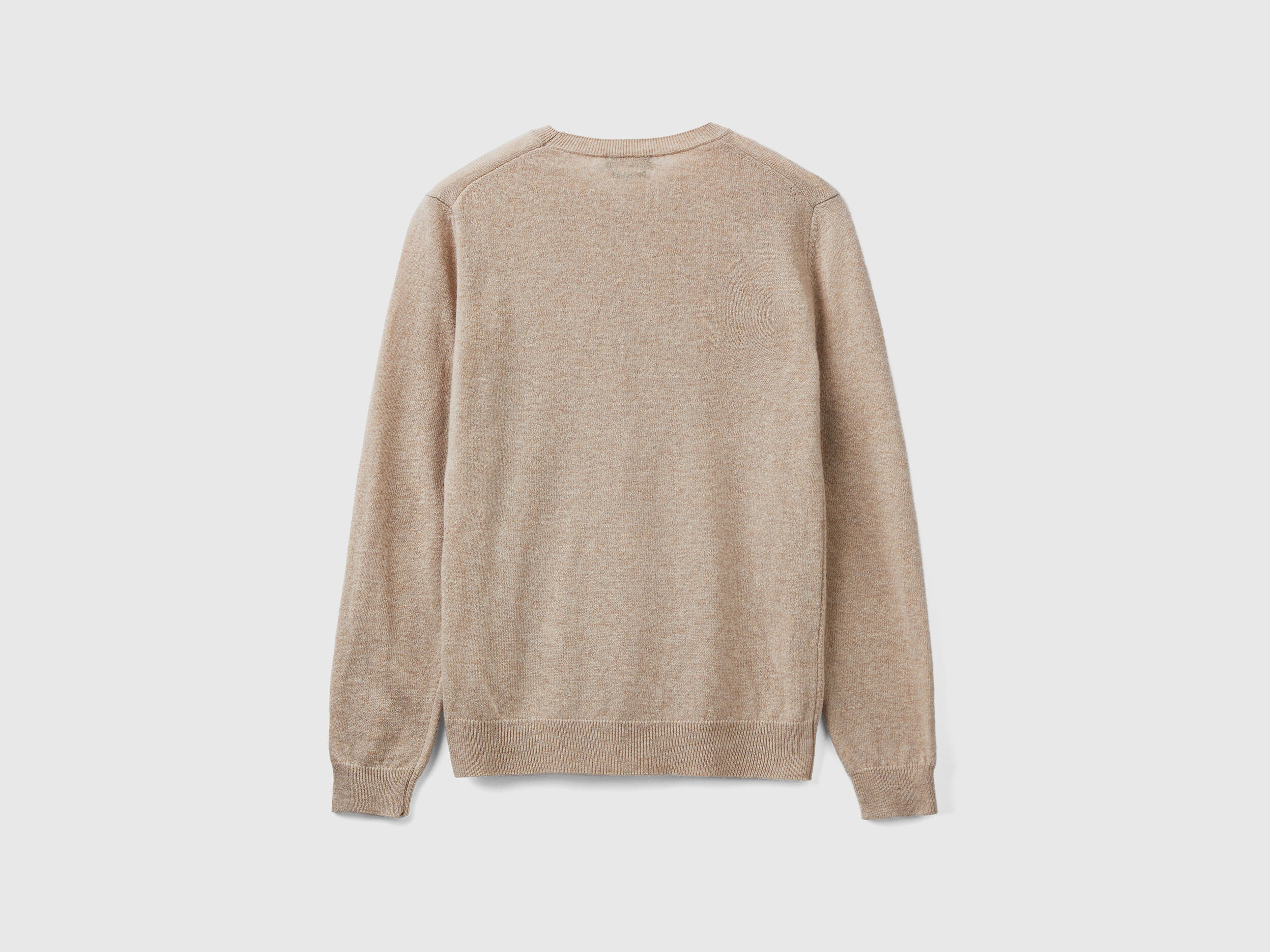 Pull beige col rond en pur laine M rinos