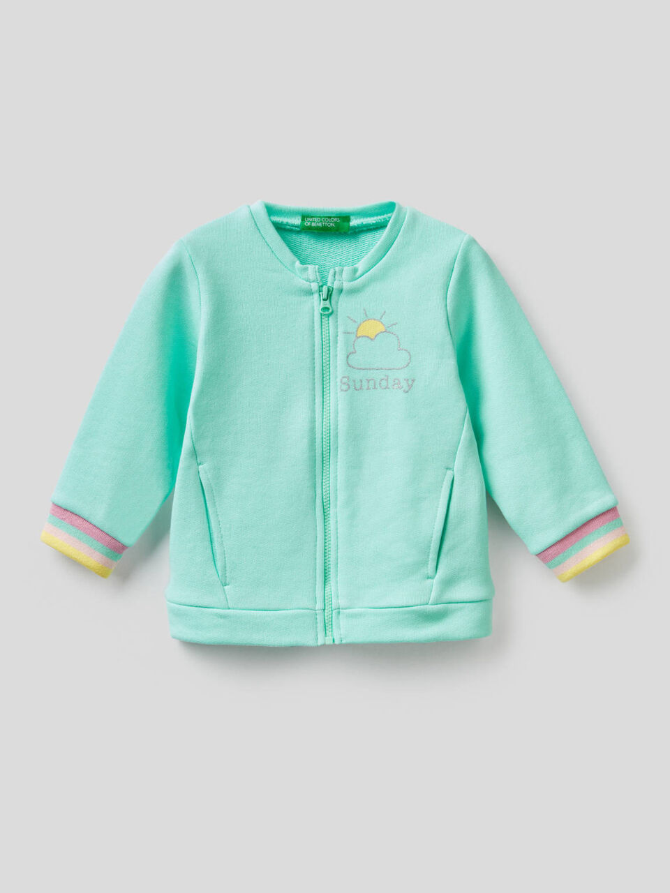 Sweat zippé 100% coton image number 1