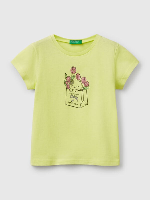 T-shirt en coton à paillettes Filles