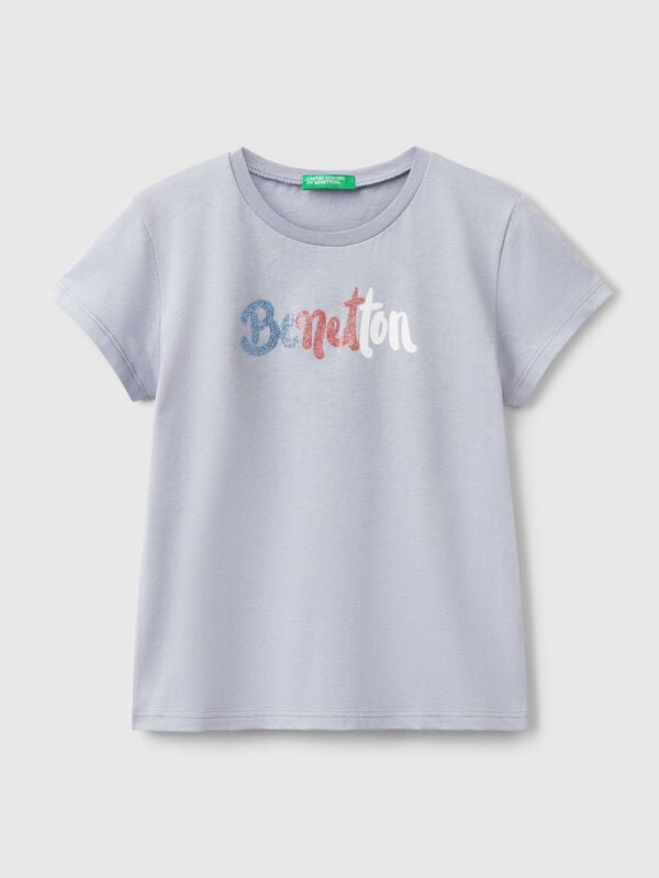 T-shirt en coton à logo pailleté Filles