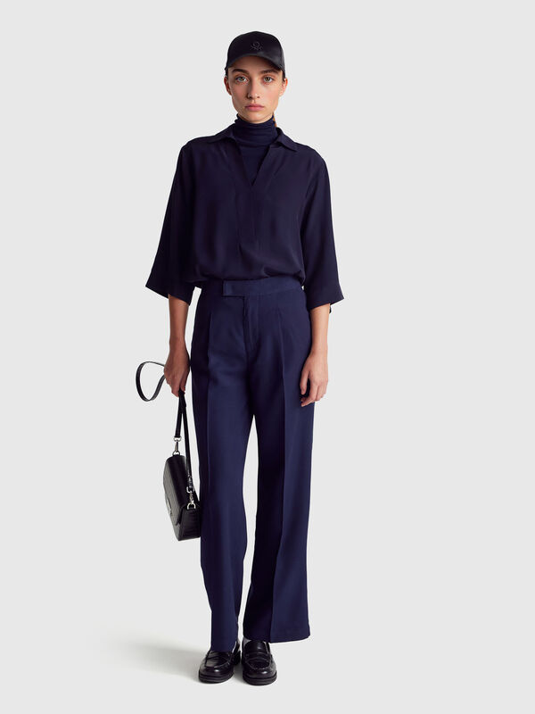 Pantalon large en mélange de viscose Femme