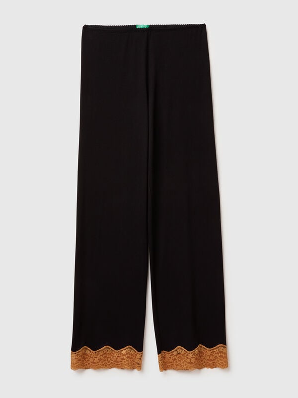 Pantalon fluide avec dentelle Femme