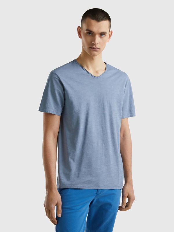 T-shirt 100 % coton à col en V Homme