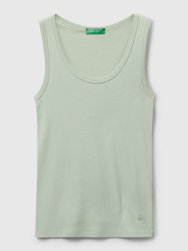 Débardeur vert sauge en pur coton Femme