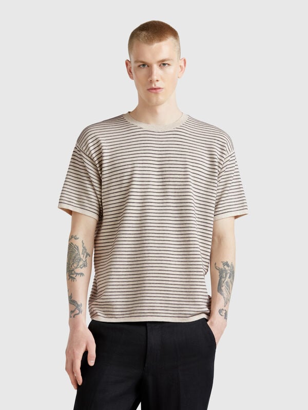 T-shirt en maille rayé Homme