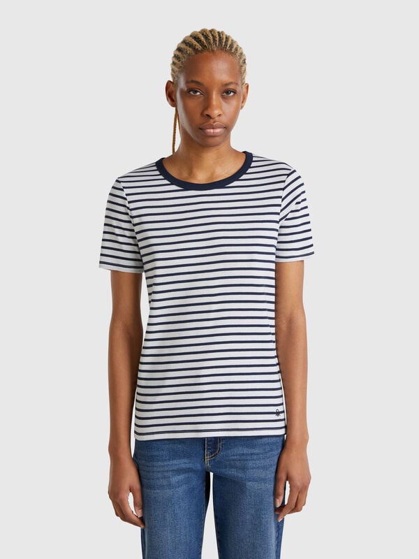 T-shirt rayé à col rond Femme