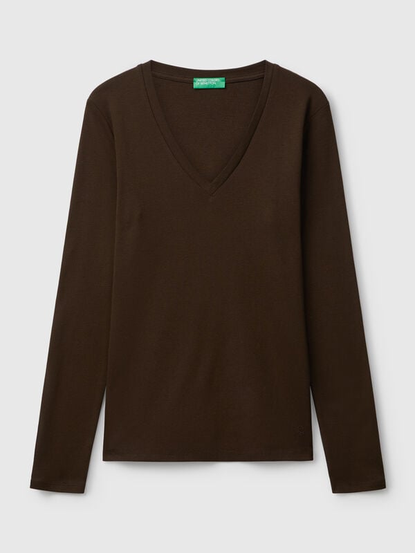 T-shirt col V marron foncé T-shirt col V marron foncé Femme
