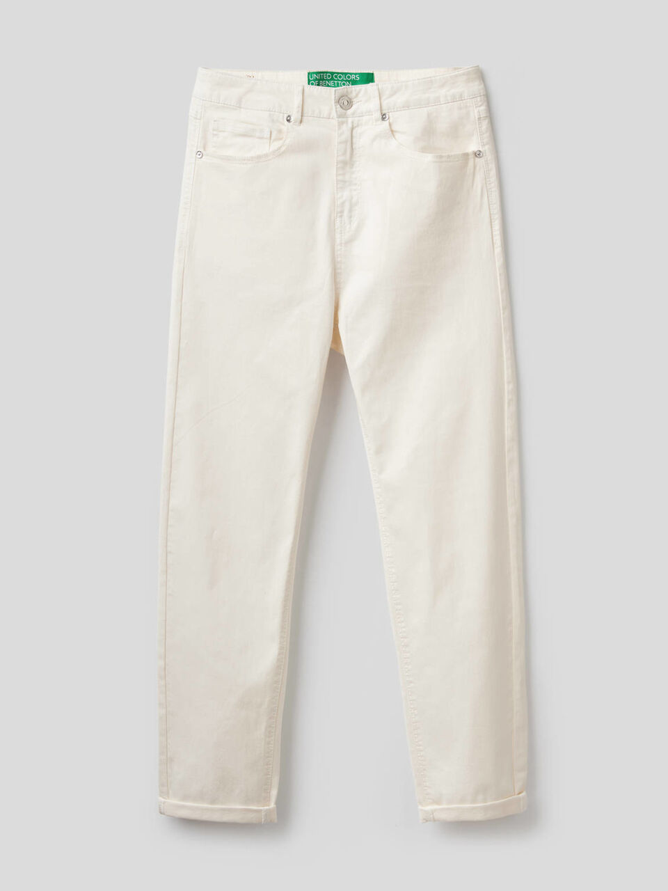 Pantalon boyfriend en coton stretch image number 1