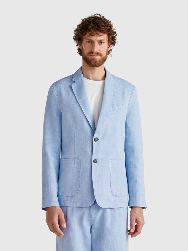 Blazer rayé en lin mélangé Homme