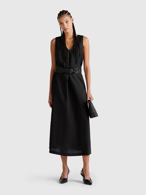 Robe sans manches en pur lin Femme
